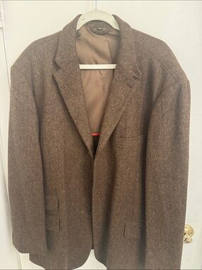J Peterman Classic Brown Herringbone Men's Blazer